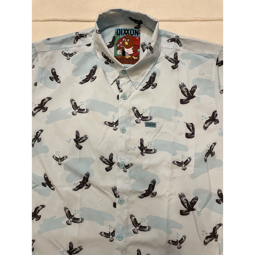Dixxon Flannel Shirt Short Sleeve Mens Size 2XL Mike Hawk Party Hawaiian Stretch